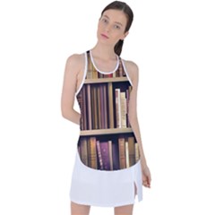 Books Bookshelves Office Fantasy Background Artwork Book Cover Apothecary Book Nook Literature Libra Racer Back Mesh Tank Top by Grandong