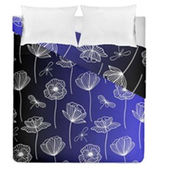 Pattern Floral Leaves Botanical White Flowers Duvet Cover Double Side (queen Size) by Maspions