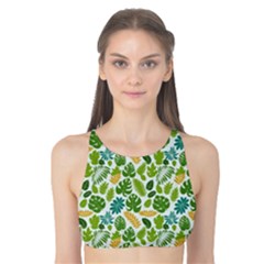 Leaves Tropical Background Pattern Green Botanical Texture Nature Foliage Tank Bikini Top by Maspions