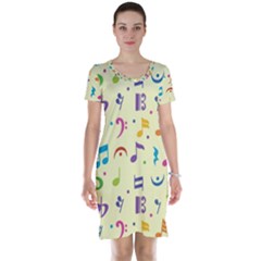 Seamless Pattern Musical Note Doodle Symbol Short Sleeve Nightdress by Apen