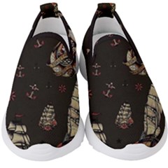 Vintage Tattoos Nautical Kids  Slip On Sneakers by Apen