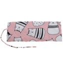 Cute Cats Cartoon Seamless-pattern Roll Up Canvas Pencil Holder (S) View1