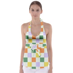 Board Pictures Chess Background Tie Back Tankini Top by Maspions