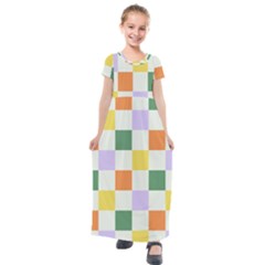 Board Pictures Chess Background Kids  Short Sleeve Maxi Dress by Maspions