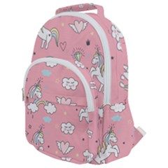 Cute Unicorn Seamless Pattern Rounded Multi Pocket Backpack by Apen