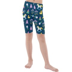 Cute Babies Toys Seamless Pattern Kids  Mid Length Swim Shorts by Apen