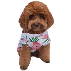 Seamless Pattern Coconut Piece Palm Leaves With Pink Hibiscus Dog T-shirt by Apen