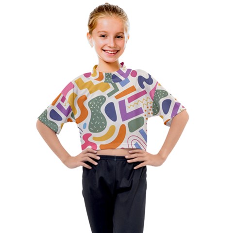 Abstract Pattern Background Kids Mock Neck T-shirt by Maspions