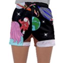 Girl Bed Space Planets Spaceship Rocket Astronaut Galaxy Universe Cosmos Woman Dream Imagination Bed Sleepwear Shorts View1