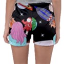 Girl Bed Space Planets Spaceship Rocket Astronaut Galaxy Universe Cosmos Woman Dream Imagination Bed Sleepwear Shorts View2