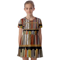 Book Nook Books Bookshelves Comfortable Cozy Literature Library Study Reading Reader Reading Nook Ro Kids  Short Sleeve Pinafore Style Dress by Maspions