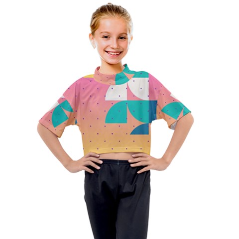 Abstract Geometric Bauhaus Polka Dots Retro Memphis Art Kids Mock Neck T-shirt by Maspions