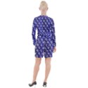 Pattern Floral Flowers Leaves Botanical Button Long Sleeve Dress View2