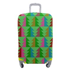 Trees Pattern Retro Pink Red Yellow Holidays Advent Christmas Luggage Cover (small) by Maspions