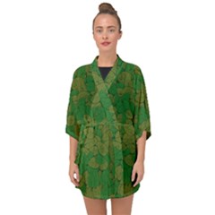 Vectors Leaves Background Plant Half Sleeve Chiffon Kimono by Askadina