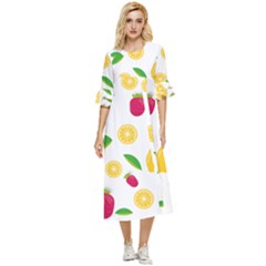 Strawberry Lemons Fruit Double Cuff Midi Dress by Askadina