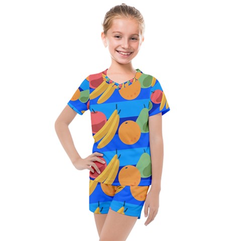 Fruit Texture Wave Fruits Kids  Mesh T-shirt And Shorts Set by Askadina