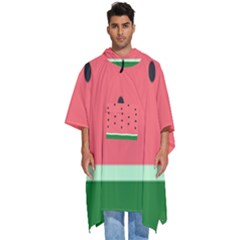 Watermelon Melon Fruit Healthy Food Meal Breakfast Lunch Juice Lemonade Summer Men s Hooded Rain Ponchos by Maspions