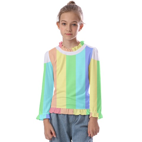 Rainbow Cloud Background Pastel Template Multi Coloured Abstract Kids  Frill Detail T-shirt by Maspions