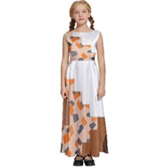 Bohemian Digital Minimalist Boho Style Geometric Abstract Art Kids  Satin Sleeveless Maxi Dress by Maspions