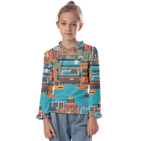 City Painting Town Urban Artwork Kids  Frill Detail T-shirt by Maspions