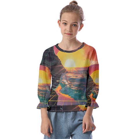 Pretty Art Nice Kids  Cuff Sleeve Top by Maspions