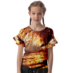 Wave Art Mood Water Sea Beach Kids  Cut Out Flutter Sleeves by Maspions