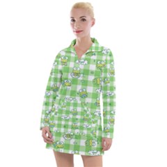 Frog Cartoon Pattern Cloud Animal Cute Seamless Women s Long Sleeve Casual Dress by Bedest