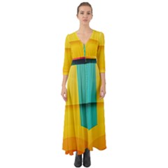 Colorful Rainbow Pattern Digital Art Abstract Minimalist Minimalism Button Up Boho Maxi Dress by Bedest