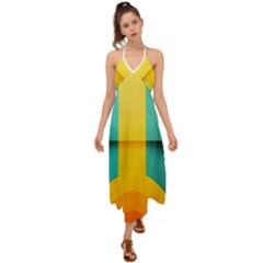 Colorful Rainbow Pattern Digital Art Abstract Minimalist Minimalism Halter Tie Back Dress  by Bedest