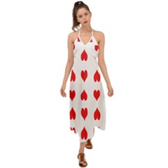 Heart Red Love Valentines Day Halter Tie Back Dress  by Bajindul