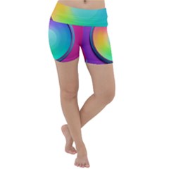 Circle Colorful Rainbow Spectrum Button Gradient Psychedelic Art Lightweight Velour Yoga Shorts by Maspions