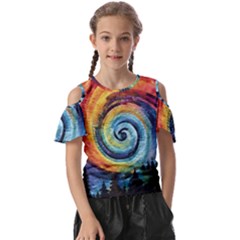 Cosmic Rainbow Quilt Artistic Swirl Spiral Forest Silhouette Fantasy Kids  Butterfly Cutout T-shirt by Maspions