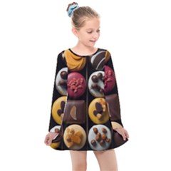 Chocolate Candy Candy Box Gift Cashier Decoration Chocolatier Art Handmade Food Cooking Kids  Long Sleeve Dress by Maspions