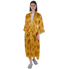 Cheese Texture Food Textures Maxi Satin Kimono by nateshop