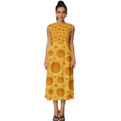 Cheese Texture Food Textures Sleeveless Round Neck Midi Dress by nateshop