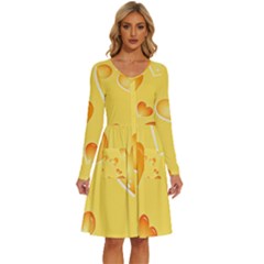 Cheese Texture, Macro, Food Textures, Slices Of Cheese Long Sleeve Dress With Pocket by nateshop