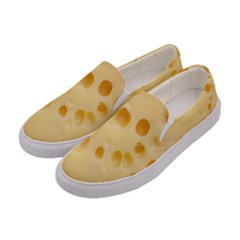 Cheese Texture, Yellow Cheese Background Women s Canvas Slip Ons by nateshop