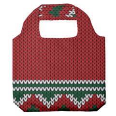 Christmas Pattern, Fabric Texture, Knitted Red Background Premium Foldable Grocery Recycle Bag by nateshop