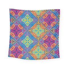 Colorful Floral Ornament, Floral Patterns Square Tapestry (small) by nateshop