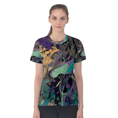 Flowers Trees Forest Mystical Forest Nature Women s Cotton T-shirt by Maspions