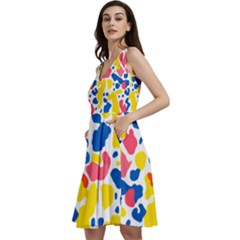 Colored Blots Painting Abstract Art Expression Creation Color Palette Paints Smears Experiments Mode Sleeveless V-neck Skater Dress With Pockets by Maspions