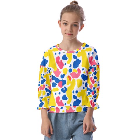 Colored Blots Painting Abstract Art Expression Creation Color Palette Paints Smears Experiments Mode Kids  Cuff Sleeve Top by Maspions