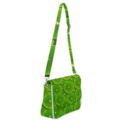 Lime Textures Macro, Tropical Fruits, Citrus Fruits, Green Lemon Texture Shoulder Bag With Back Zipper by nateshop