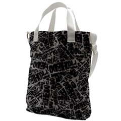 Rebel Life: Typography Black And White Pattern Canvas Messenger Bag by dflcprintsclothing