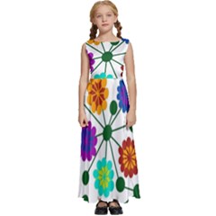 Bloom Plant Flowering Pattern Kids  Satin Sleeveless Maxi Dress by Maspions