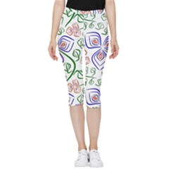 Bloom Nature Plant Pattern Inside Out Lightweight Velour Capri Leggings  by Maspions