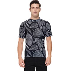 Leaves Flora Black White Nature Men s Short Sleeve Rash Guard by Maspions