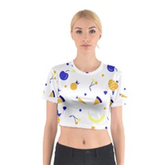 Pattern-fruit-apples-green Cotton Crop Top by Maspions