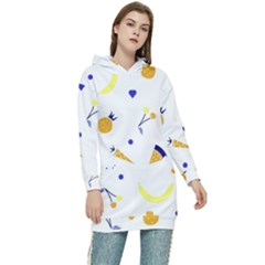 Pattern-fruit-apples-green Women s Long Oversized Pullover Hoodie by Maspions